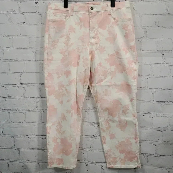 JEN7 by 7 For All Mankind Women's White/Pink Floral Skinny Jeans Pants Size 16 - Picture 4 of 16